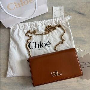 Chloe Clay Brown Crossbody Chain Strap